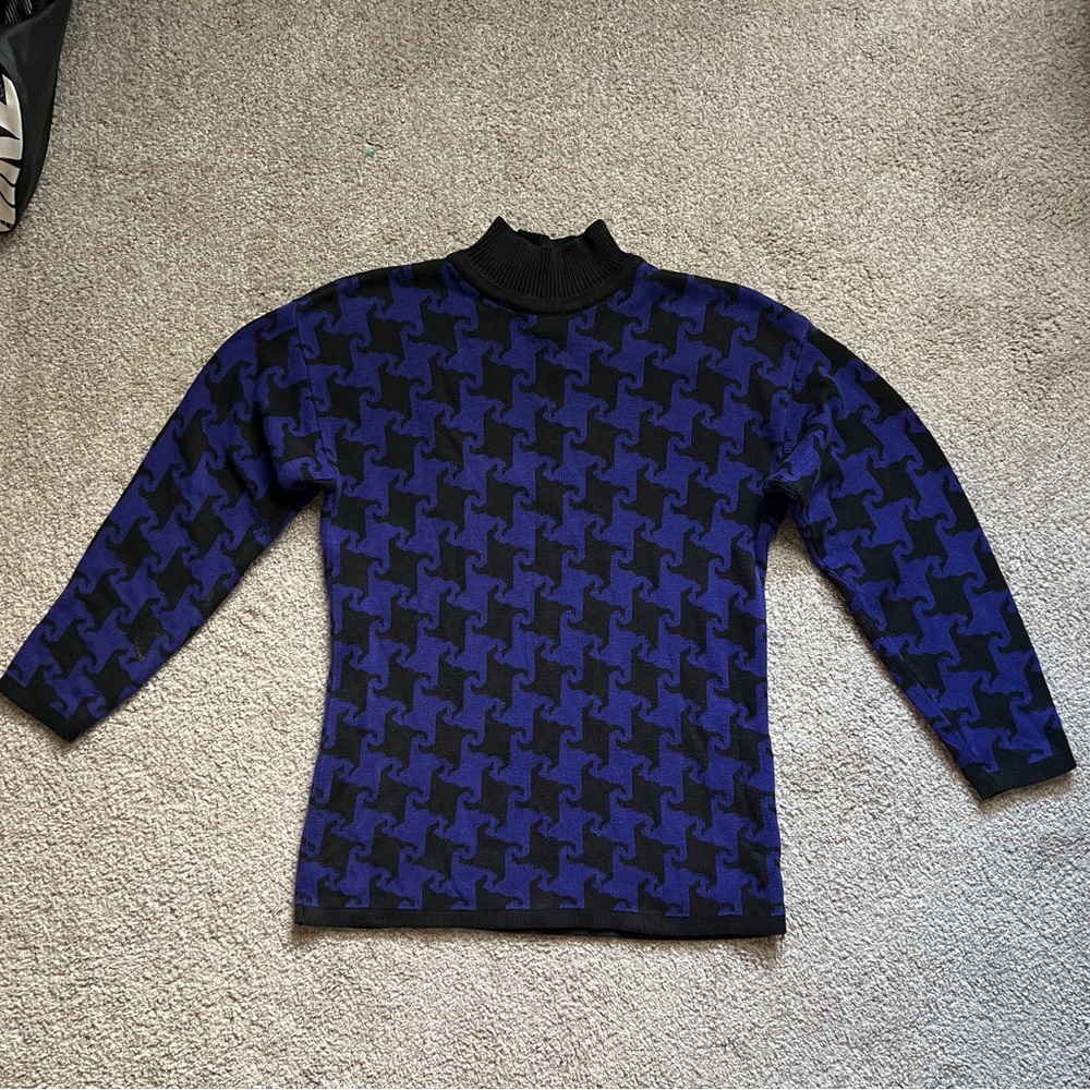 Ann Taylor Purple and Black Cotton Turtleneck